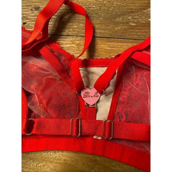 Savage X Fenty 3X NWT red lace lingerie bra bralette do me candy heart - Picture 6 of 9
